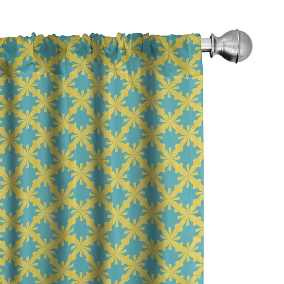 Ambesonne Victorian 4-Panel Curtains, Bicolored Modern Damask, 56"x95", Turquoise and Earth Yellow