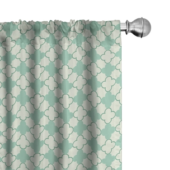 Ambesonne Victorian Window Curtains, Floral Motif Feminine, Each 28" W x 84" L, Mint Emerald Pale Green