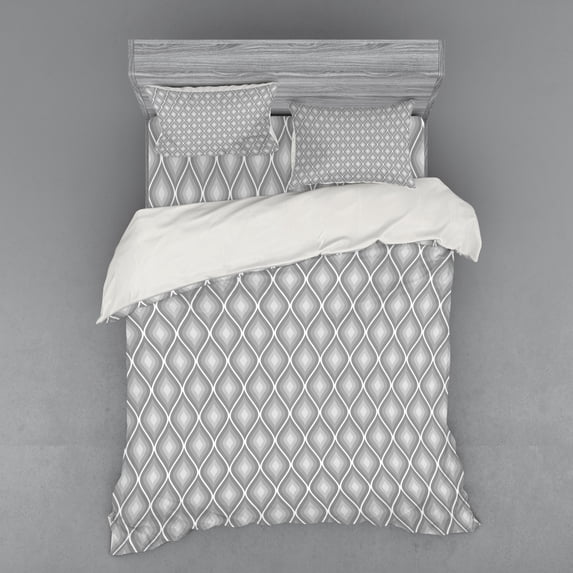 Ambesonne Victorian Bedding Set 4 Pcs, Dual Linked Bound, Queen, White