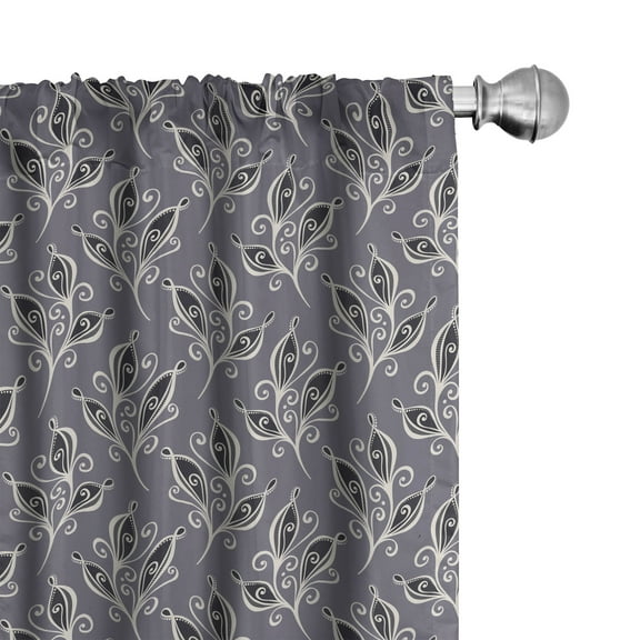 Ambesonne Victorian Curtains, Autumn Garden Motifs, Pair of 28"x84", Dimgrey Black Beige
