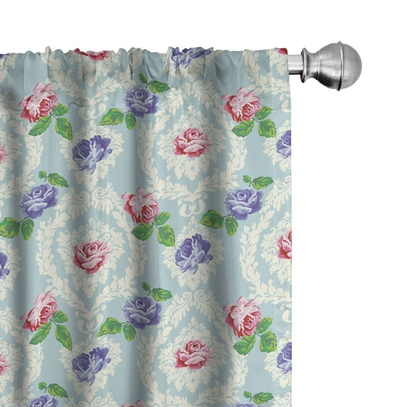 Ambesonne Victorian Curtains, Baroque Colored Roses, Pair of 28"x95", Multicolor