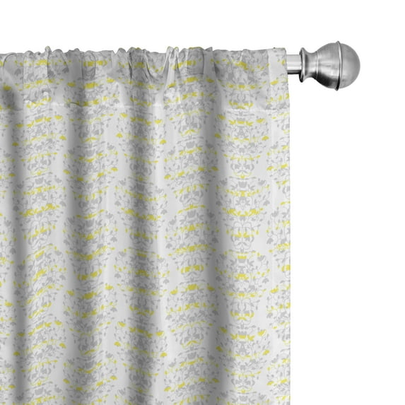 Ambesonne Victorian Curtains, Flowers Leaf Swirl, Pair of 28"x63", Pale Grey and Marigold