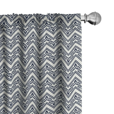 Ambesonne Victorian Curtains, Minimal Floral Nostalgia, Pair of 28"x95", Eggshell Violet Blue