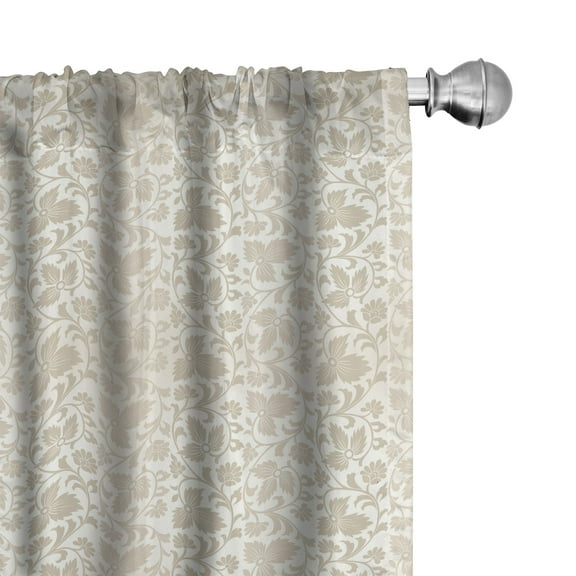 Ambesonne Victorian Curtains, Retro Swirl Flowers, Pair of 28"x63", Beige White