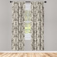 thumbnail image 1 of Ambesonne Victorian Curtains, Vintage Floral Ivy Swirls, Pair of 28"x95", Dark Sepia, 1 of 2