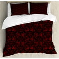 thumbnail image 1 of Ambesonne Victorian Duvet Cover Set, Vintage Curlicue Forms, Queen, Charcoal Grey and Ruby, 1 of 3