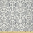 thumbnail image 1 of Ambesonne Victorian Fabric by the Yard Microfiber, Continuous Floral Motif, 2 Yards, Eggshell and Purpleblue, 1 of 2