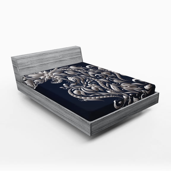 Ambesonne Victorian Fitted Sheet, Aquarius Astrology, Full Size, Blue Grey