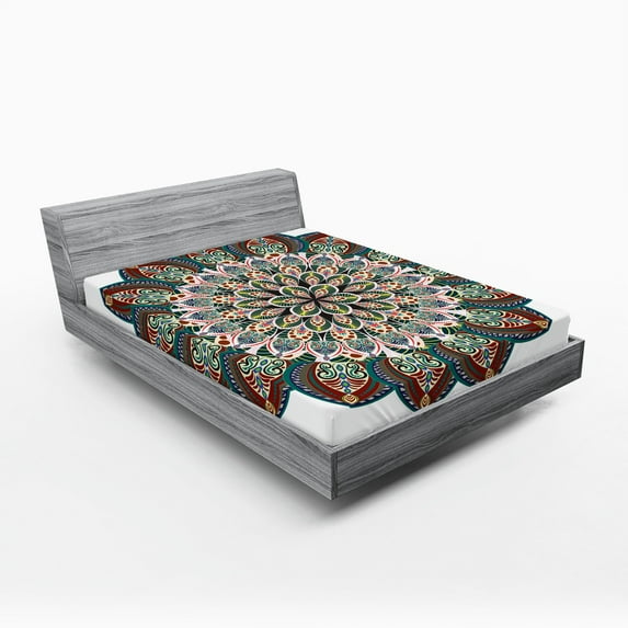 Ambesonne Victorian Fitted Sheet, Mandala, Full Size, Multicolor