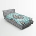 thumbnail image 1 of Ambesonne Victorian Fitted Sheet, Rococo Era Designs, Twin XL Size, Pale Blue Ivory, 1 of 3