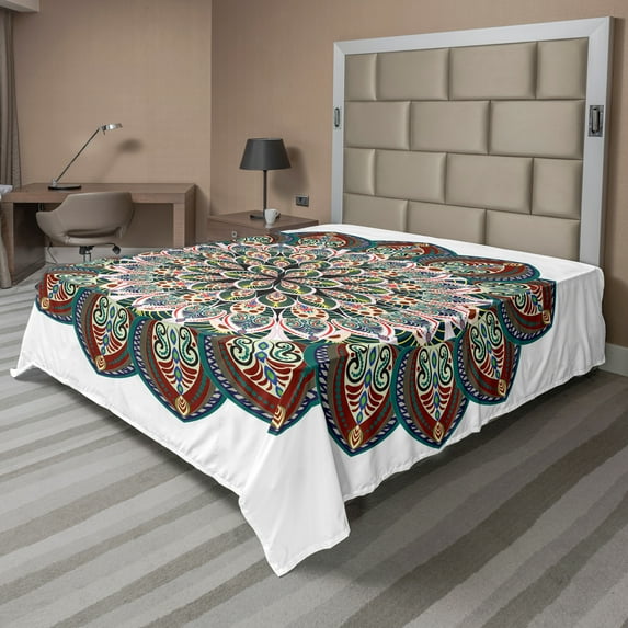 Ambesonne Victorian Flat Sheet, Mandala, Full Size, Multicolor
