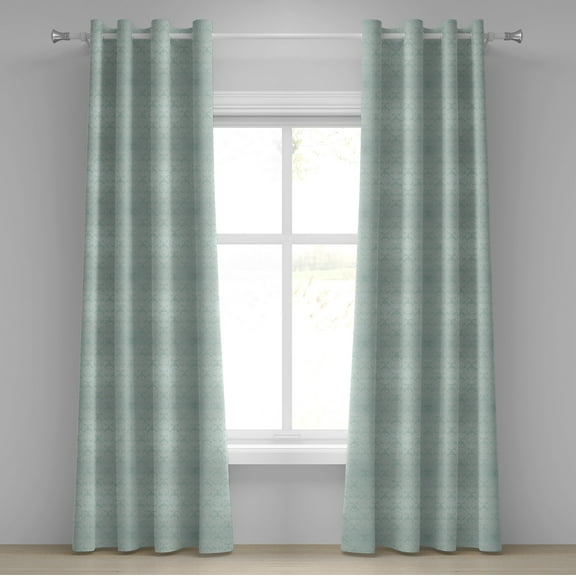 Ambesonne Victorian Grommet Curtain, Baroque Foliage Motifs, 50" x 72", Almond Green and White