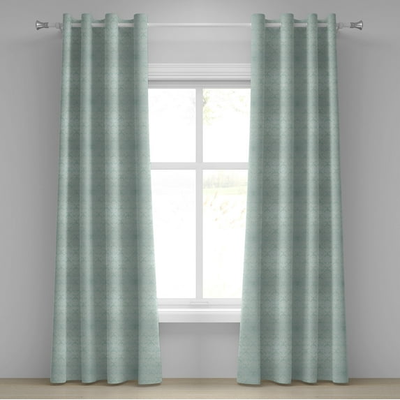 Ambesonne Victorian Grommet Curtain, Baroque Foliage Motifs, 50" x 72", Almond Green and White