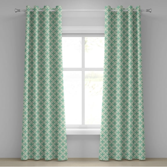 Ambesonne Victorian Grommet Curtain, Floral Motif Feminine, 50" x 72", Mint Emerald Pale Green