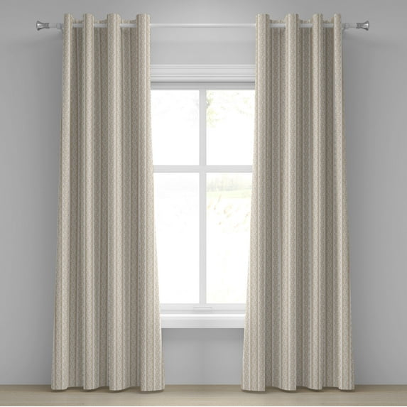 Ambesonne Victorian Grommet Curtain, Swirls Baroque Style, 50" x 96", Cream Tan