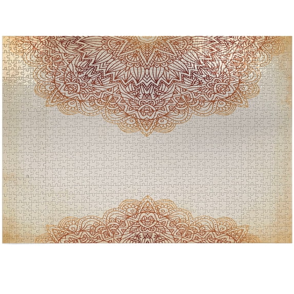 Ambesonne Victorian Jigsaw Puzzle, Oriental Vintage Art, Heirloom-Quality Fun Activity for Family Durable Cardboard, 1000 pcs, Beige and Burnt Orange