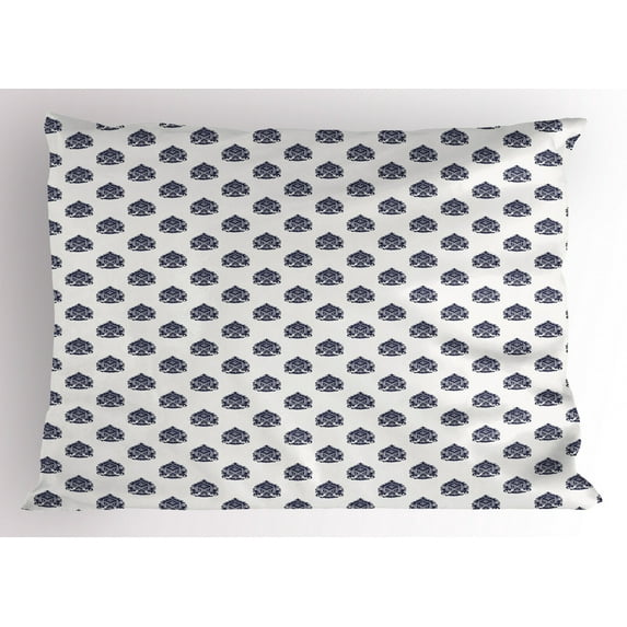 Ambesonne Victorian Pillow Sham, Monochrome Vintage, 36" X 20", Dark Indigo White