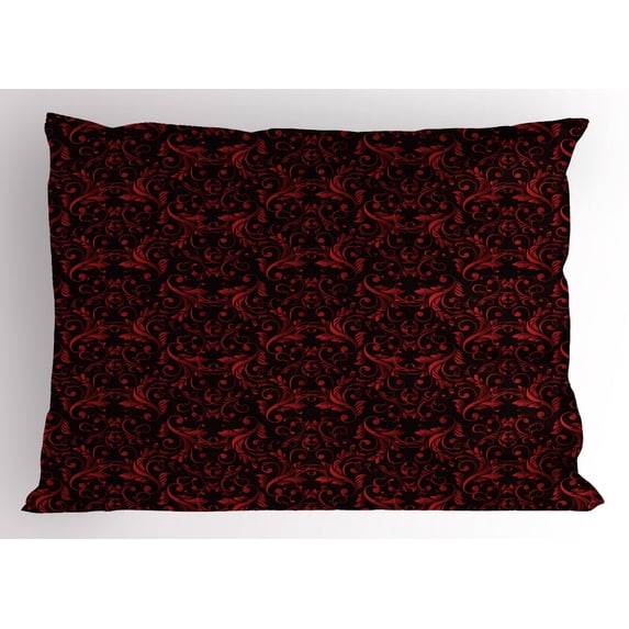 Ambesonne Victorian Pillow Sham, Vintage Curlicue Forms, 26" X 20", Charcoal Grey and Ruby
