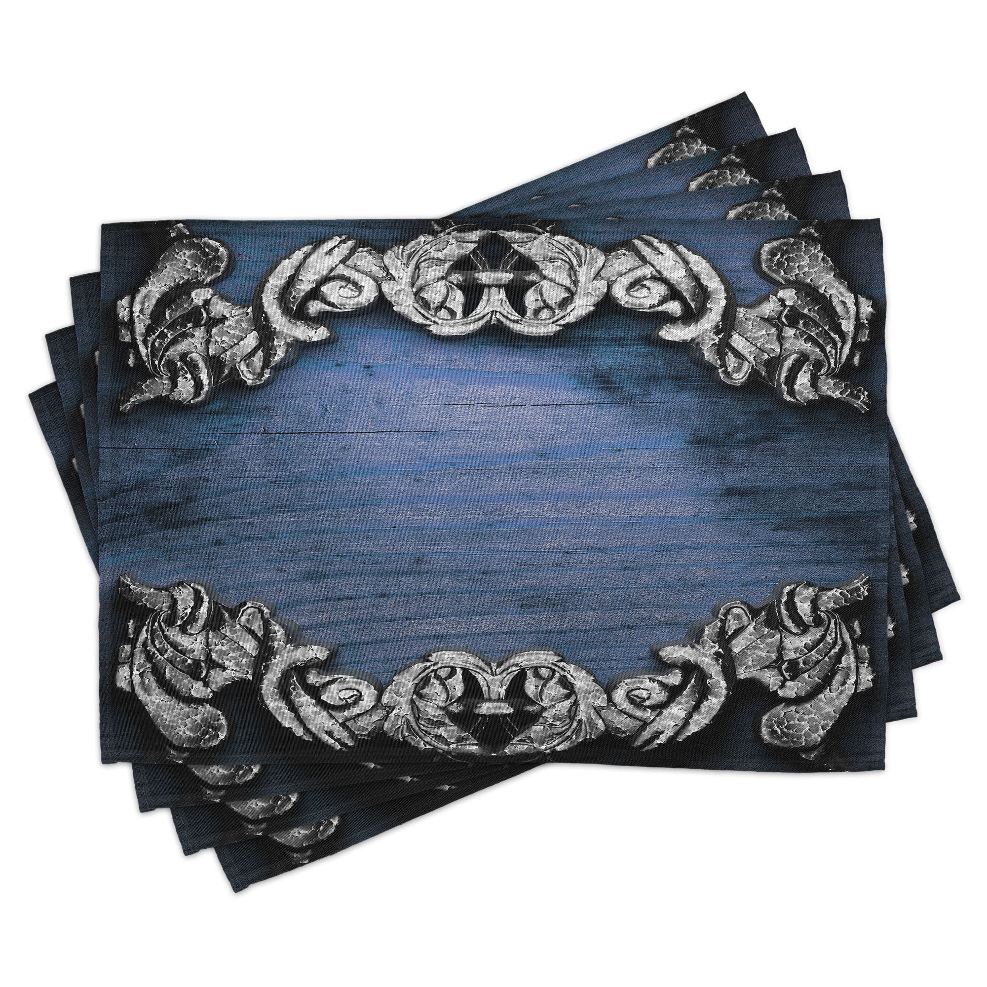 Ambesonne Victorian Place Mats Set of 4, Gothic Iron Ornament, Standard