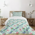 thumbnail image 1 of Ambesonne Victorian Quilted Bedspread Set 2 Pcs, Baroque Colored Roses, Twin Size, Multicolor, 1 of 5