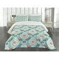 thumbnail image 1 of Ambesonne Victorian Quilted Bedspread Set 3 Pcs, Baroque Colored Roses, King Size, Multicolor, 1 of 3
