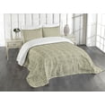 thumbnail image 1 of Ambesonne Victorian Quilted Bedspread Set 3 Pcs, Flora Damask Rococo Motif, Queen Size, Grey Yellow Sage Green, 1 of 5