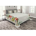 thumbnail image 1 of Ambesonne Victorian Quilted Bedspread Set 3 Pcs, Rose Garland Pastel, King Size, Red Yellow Green, 1 of 3
