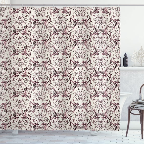 Ambesonne Victorian Shower Curtain, Floral Ivy Swirls Print, 69"Wx84"L, Dark Warm