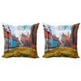 thumbnail image 1 of Ambesonne Victorian Throw Pillow Cover 2 Pack, Old City Riga Latvia, 16", Multicolor, 1 of 2
