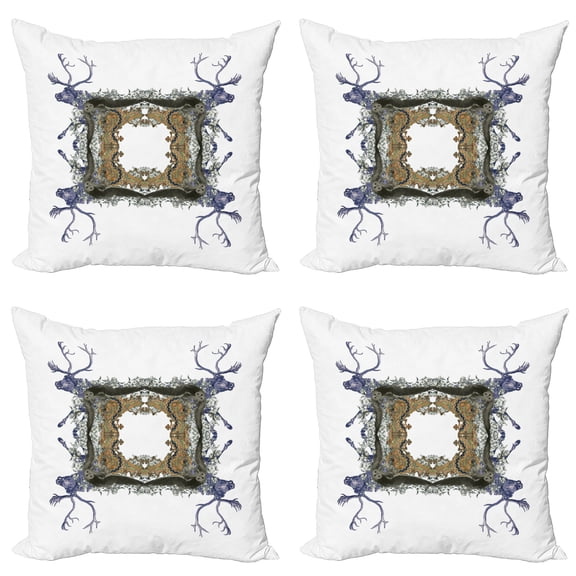 Ambesonne Victorian Throw Pillow Cover 4 Pack, Hunter Wild Animals, 24", Violet Tan Pearl
