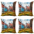 thumbnail image 1 of Ambesonne Victorian Throw Pillow Cover 4 Pack, Old City Riga Latvia, 20", Multicolor, 1 of 7