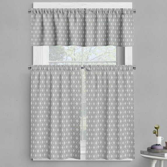 Ambesonne Victorian Valance & Curtain, Dual Linked Bound, 55"x30", White