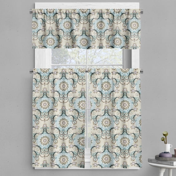 Ambesonne Victorian Valance & Curtain, Royal Rich Rococo, 55"x24", Multicolor