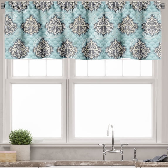 Ambesonne Victorian Valance Pack of 2, Rococo Era Designs, 54"X18", Pale Blue Ivory
