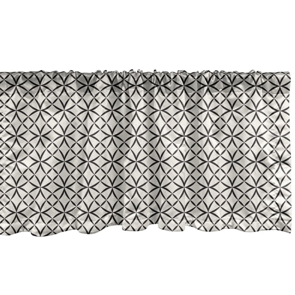 Ambesonne Victorian Window Valance, Intricate Geometric Round, 42" x 12", Coconut and Dark Grey