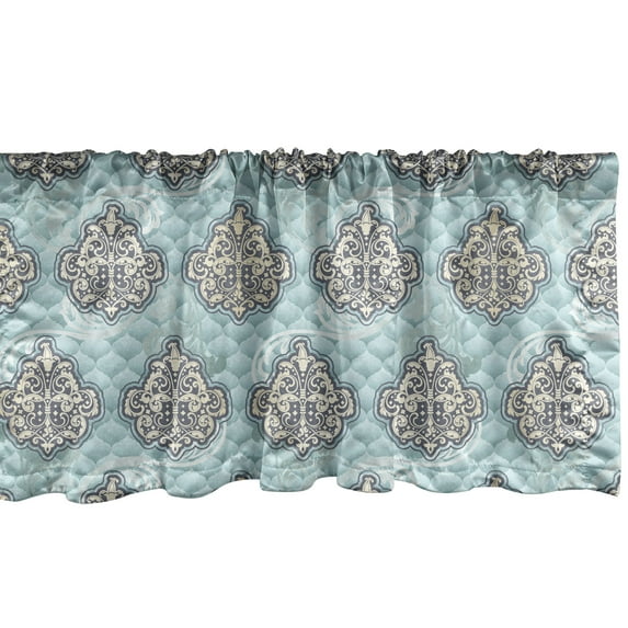Ambesonne Victorian Window Valance, Rococo Era Designs, 42" x 18", Pale Blue Ivory
