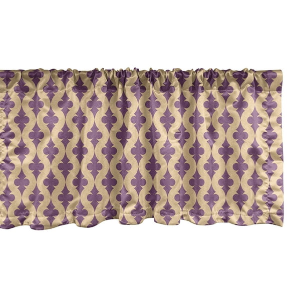 Ambesonne Victorian Window Valance, Swirls Pattern with Ornamental Motifs Abstract Retro Style Composition, Curtain Valance for Kitchen Bedroom Decor with Rod Pocket, 54" X 12", Lavender and Peach