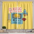 thumbnail image 1 of Ambesonne Video Game Kitchen Curtains, Gamepad Rocket Coin Art, 55"x45", Mustard Pale Blue Coral, 1 of 1