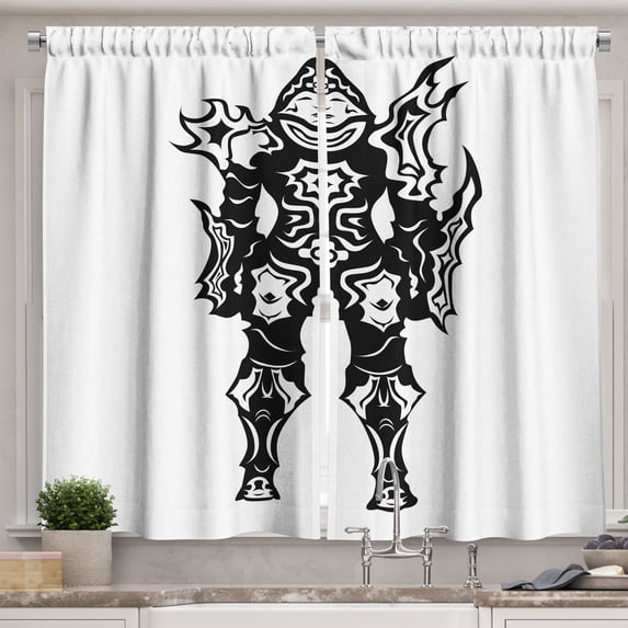 Ambesonne Video Game Kitchen Curtains, Silhouette, 55"x45", Multicolor