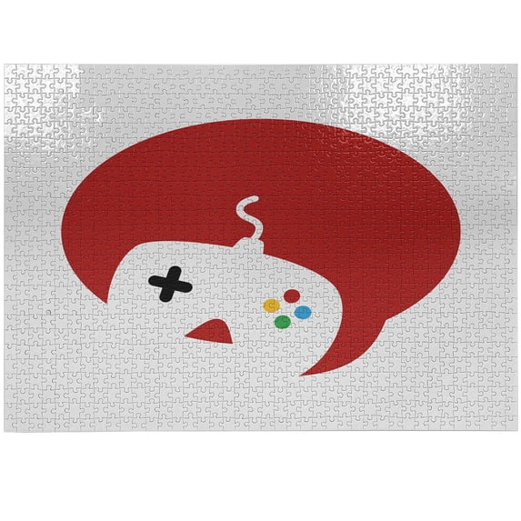 Ambesonne Video Game Theme Jigsaw Puzzle Durable Cardboard, Amusing Console, 1000 pcs, Ruby White Charcoal Grey