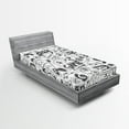 thumbnail image 1 of Ambesonne Video Games Fitted Sheet 2 Pcs Set, Sketch Style Gaming, Twin, Black White, 1 of 3