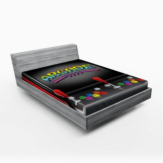 Ambesonne Video Games Fitted Sheet, Arcade Retro Fun, King Size, Multicolor