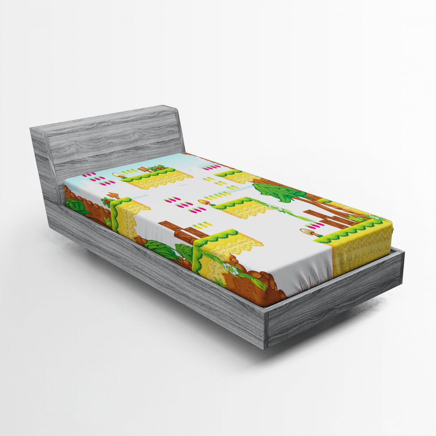 Twin Size Multicolor Video Game Print Microfiber Fitted Sheet