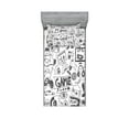thumbnail image 1 of Ambesonne Video Games Fitted Sheet & Pillow Sham Set, Sketch Style Gaming, Twinxl, Black White, 1 of 2