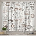 thumbnail image 1 of Ambesonne Video Games Kitchen Curtains, Monochrome Gaming 90s, 55"x30", Warm Taupe, 1 of 3