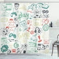 thumbnail image 1 of Ambesonne Video Games Shower Curtain, Monochrome Gaming 90s, 69"Wx70"L, Pale Sage, 1 of 4