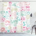 thumbnail image 1 of Ambesonne Video Games Shower Curtain, Monochrome Gaming 90s, 69"Wx75"L, Pink Seafoam, 1 of 4