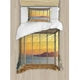 thumbnail image 1 of Ambesonne View Duvet Cover Sets, House with Mountain Ocean, 2-Twin, Pale Brown Marigold, 1 of 4
