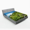 thumbnail image 1 of Ambesonne View Fitted Sheet, Nature Panorama, Full Size, Turquoise Green, 1 of 2