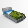 thumbnail image 1 of Ambesonne View Fitted Sheet, Nature Panorama, Twin XL Size, Turquoise Green, 1 of 2